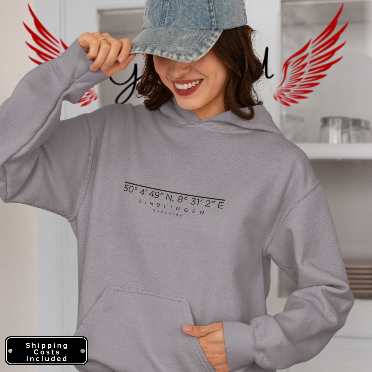 Minimalistischer Frankfurt Sindlingen Hoodie – Local Pride Design Frontprint